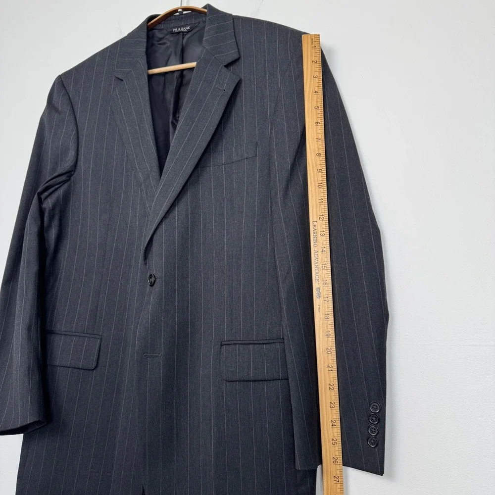 Jos A Bank Signature Collection 42L Wool Pinstripe Blazer Charcoal Grey Gordon‎